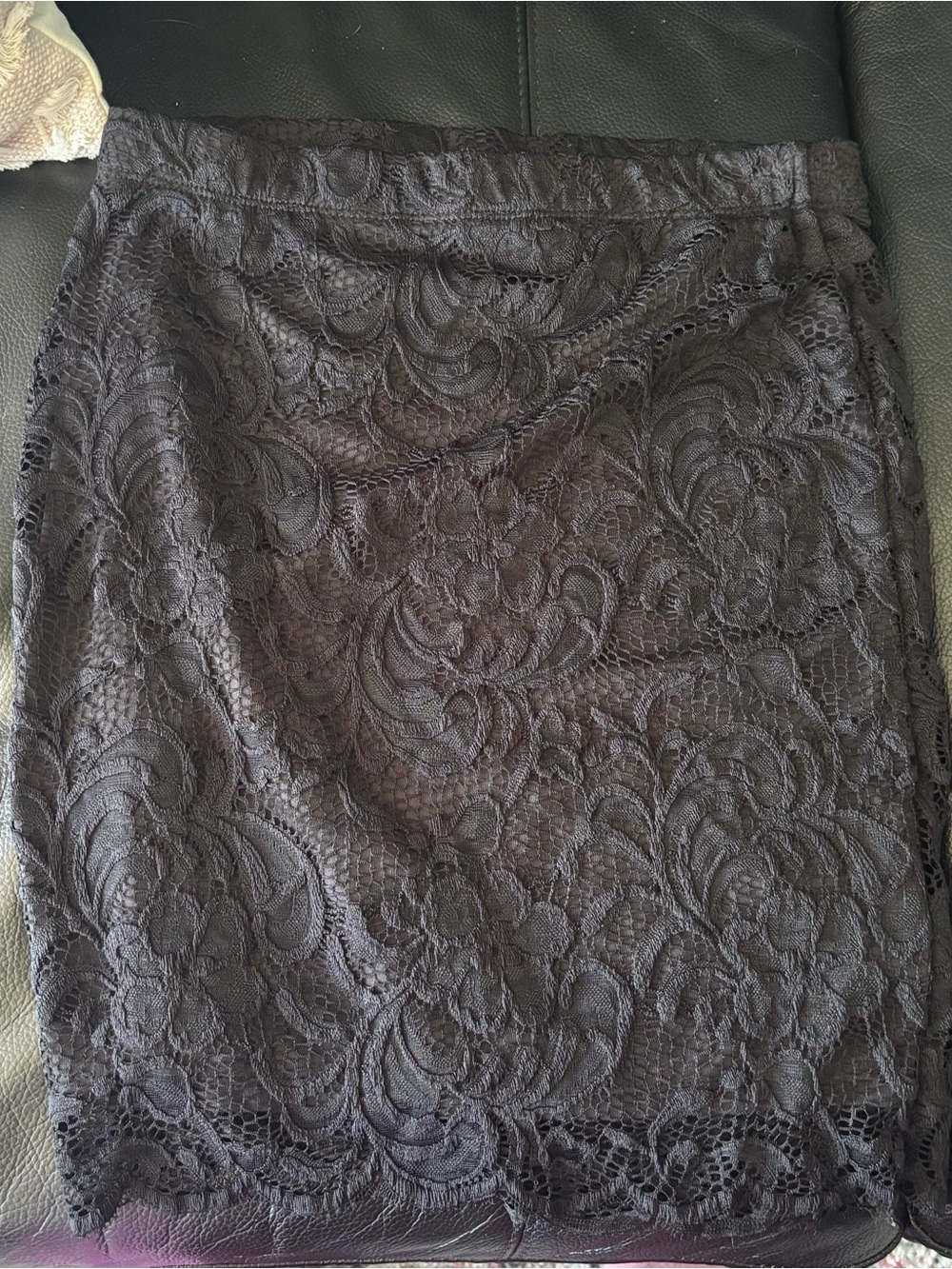 Lace Overlay Black Pencil Skirt